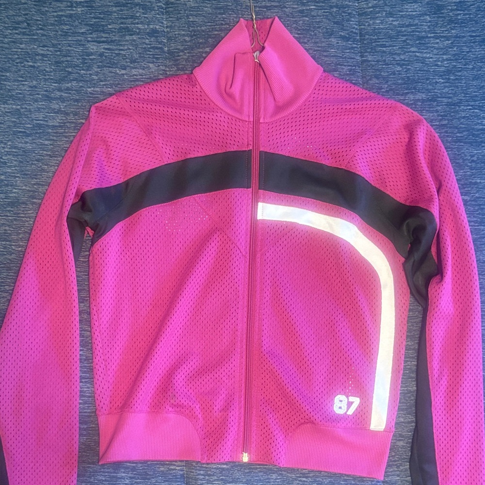 Nike Women's Mesh Pink and Black Bomber Jacket
